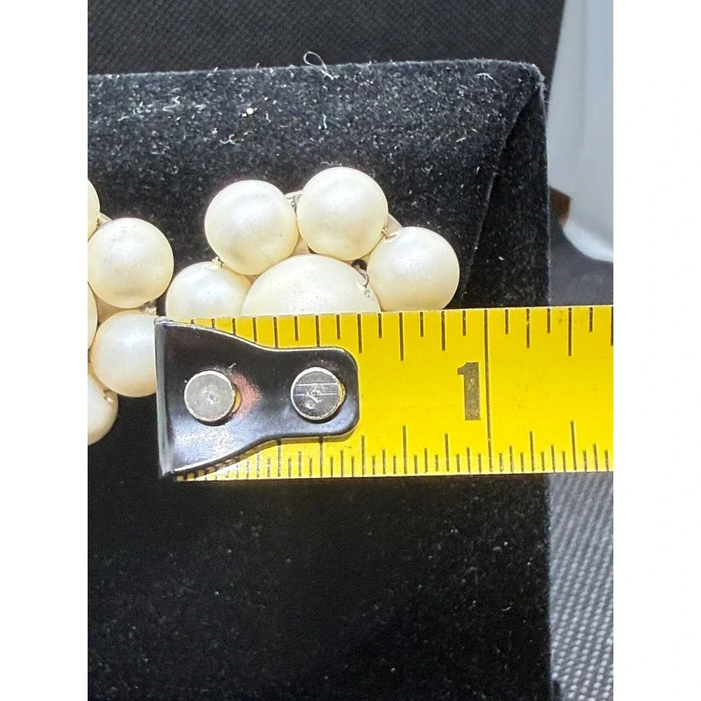 VTG Japan Faux Pearl Cluster Clip On Earrings Cream Floral Mid Century Silver